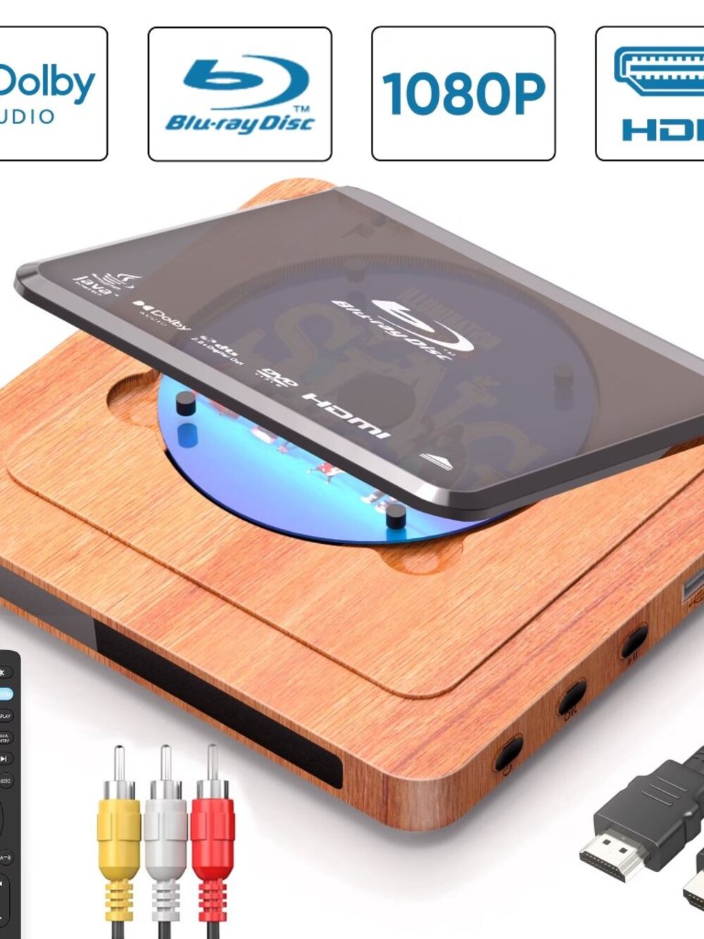 Retro Blu-ray Player, 1080P Full HD, Dolby Digital, USB Playback, Plays Region A